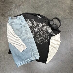 Revolution Graphic Tee Black Silver Foil Winged Skeleton Skater Grunge Mens L